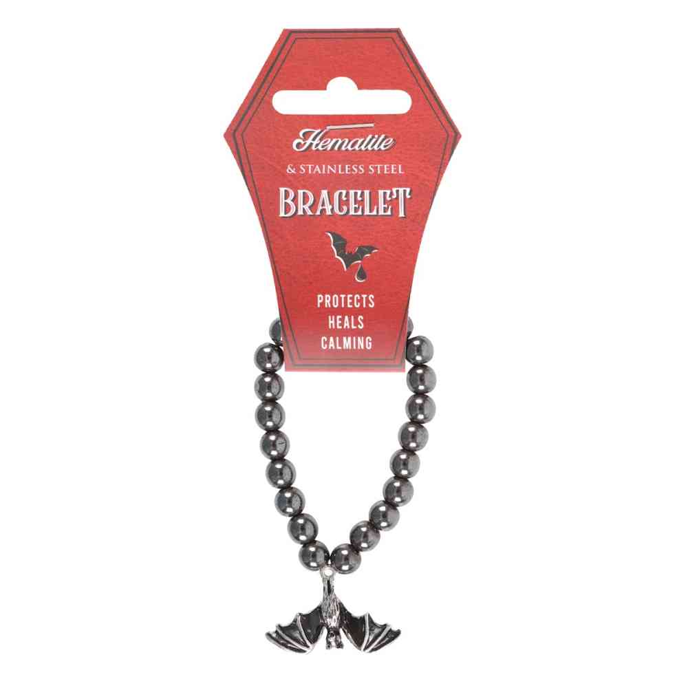 Something Different - Hanging Bat Hematite Charm Bracelet - Gris